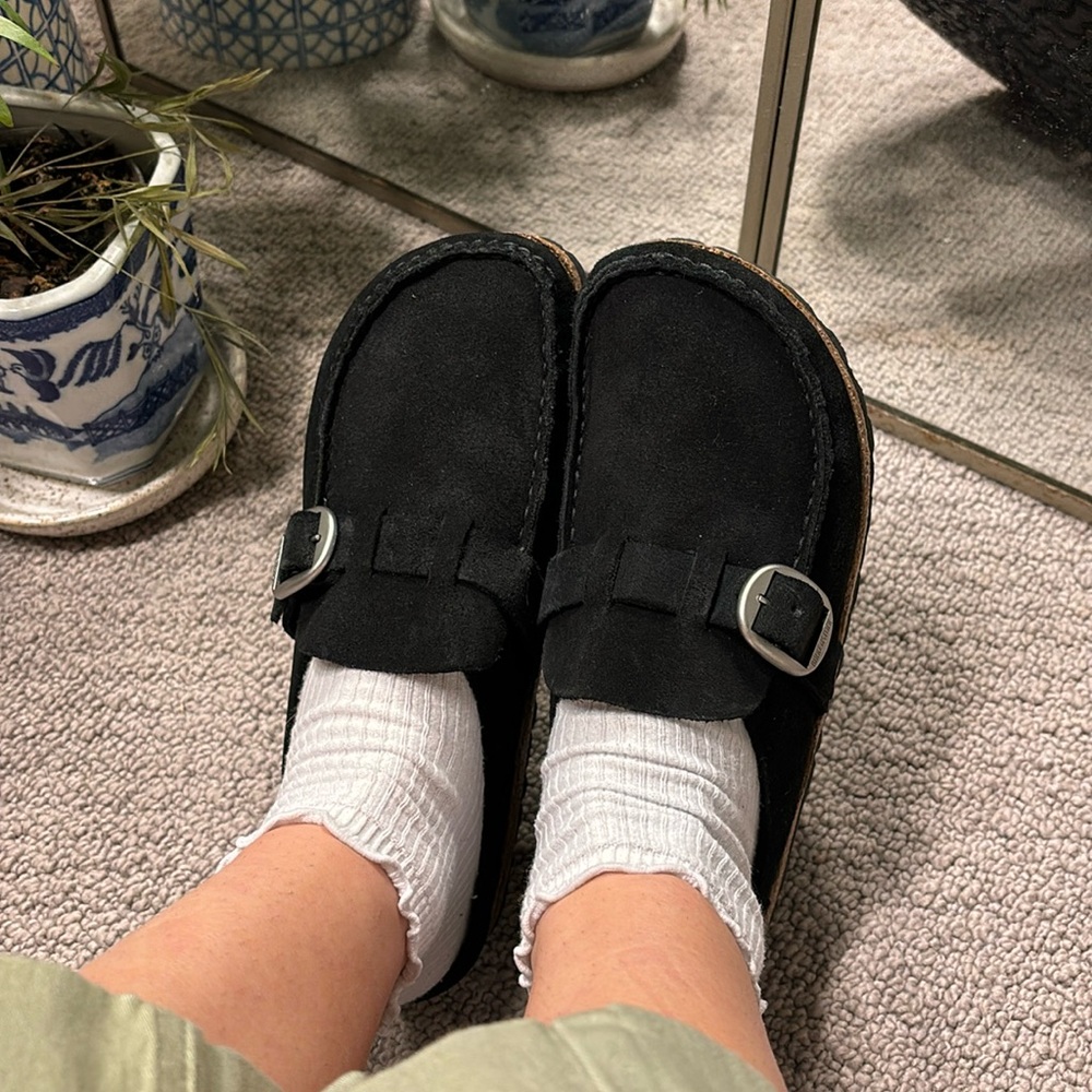 Birkenstock Buckley sz 38 Black Suede